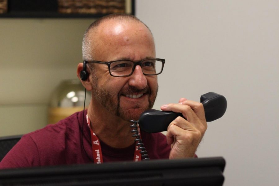 Assistant Principal Steven Maddox gives the morning announcements. Taken by Evan Myers.