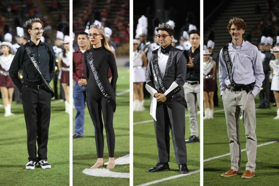 Rayce+Arrington%2C+Story+Dornsife%2C+Cecilia+McBride+and+Peter+Lane+are+crowned+Senior+Royalty+at+Homecoming+on+Oct.+11.+