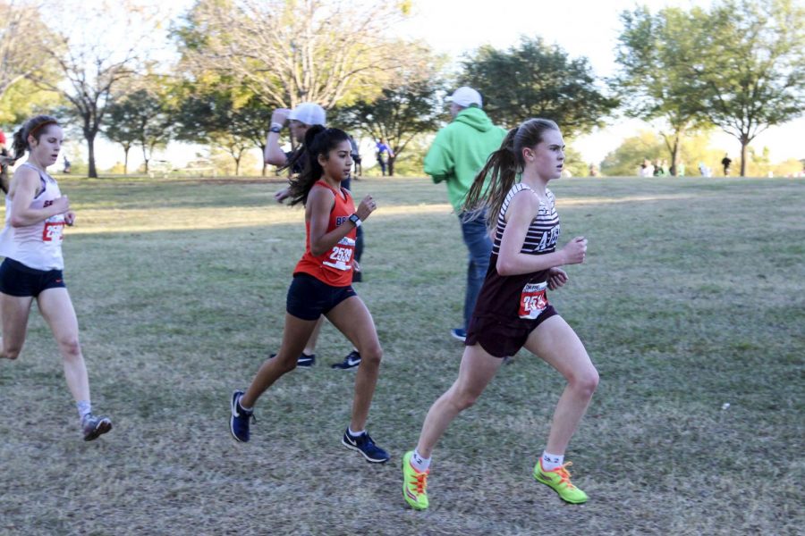 Freshman Sophie Munoz runs in the state cross country competition. 