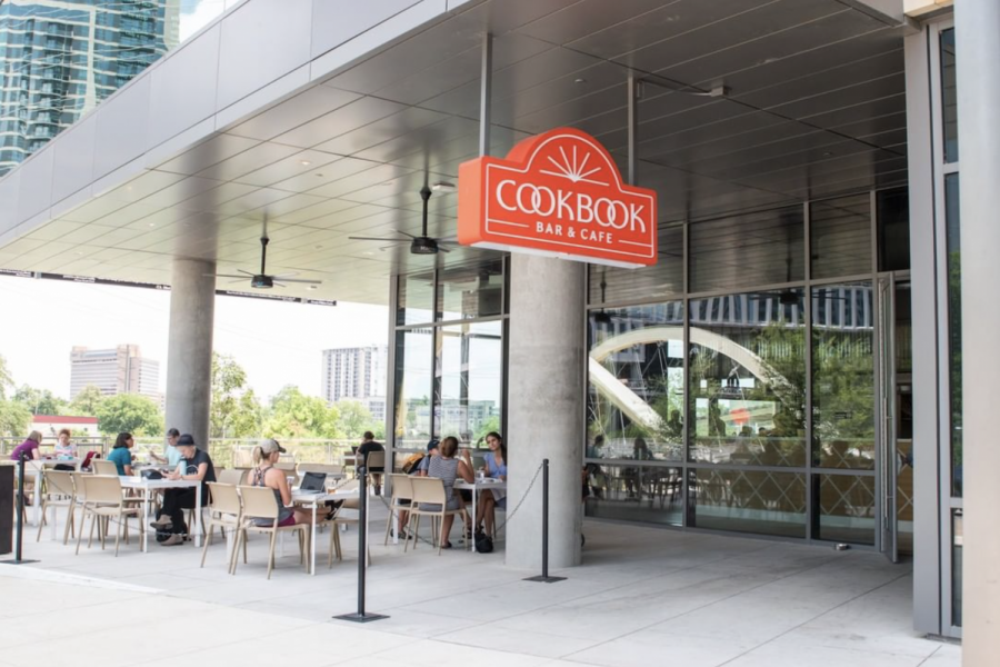 The Cookbook Bar & Cafe is located in the Austin Public Library. 
