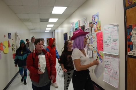 LINK crew leads life-skills students in the annual trick or treat walk.